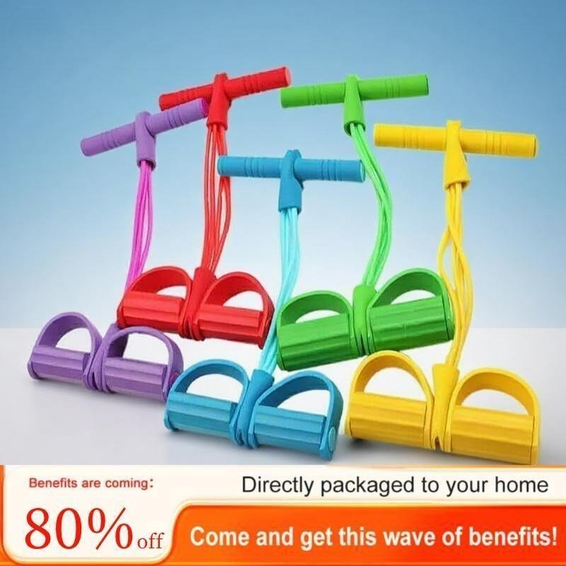 Red-New Outdoor Sports Exercise Pedal Tensioner Sports Rope Fitness Equipment Slim Abdominal Arm Pedal Tension Rope Sit-Up Assistant Rubber Equipment Tensioner