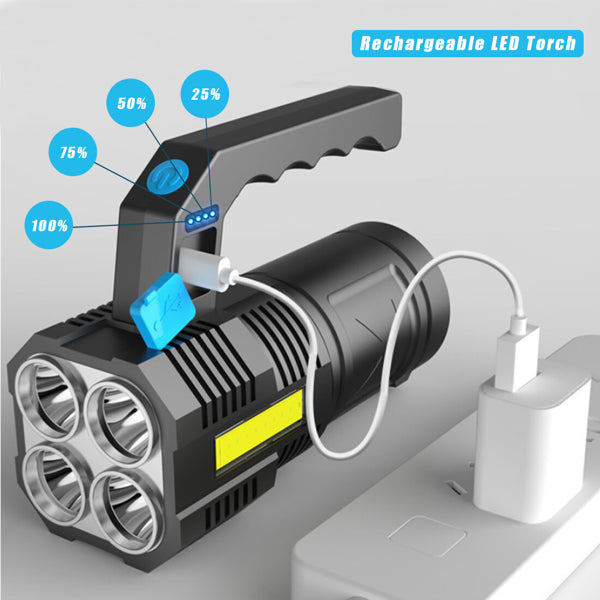 USB Rechargeable Handheld LED Flashlight Outdoor Spotlight Searchlight Work Light(Logistics Only For USPS.TK/TMEU Only For Self-pickup)