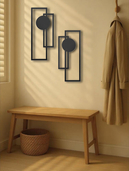 2Pcs Metal Wall Decoration-Minimalist Abstract Geometric ,Vertical Decor Perfect