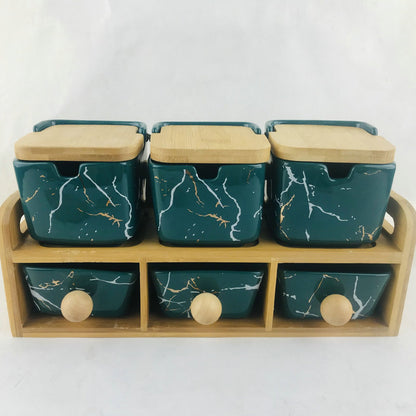 Japanese-style Ceramic Seasoning Jar Kitchen Utensils Set