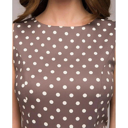 Women's Vintage Polka Dot Sleeveless Dress O-Neck Summer Cocktail Party Dress