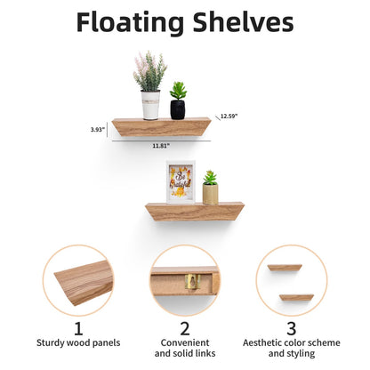 Floating Shelves  11.81 Wall Mounted Wood Shelves For Bathroom, Bedroom, Living Room, Kitchen, Hanging Shelf For Books Storage Decor With Invisible Brackets, Maple