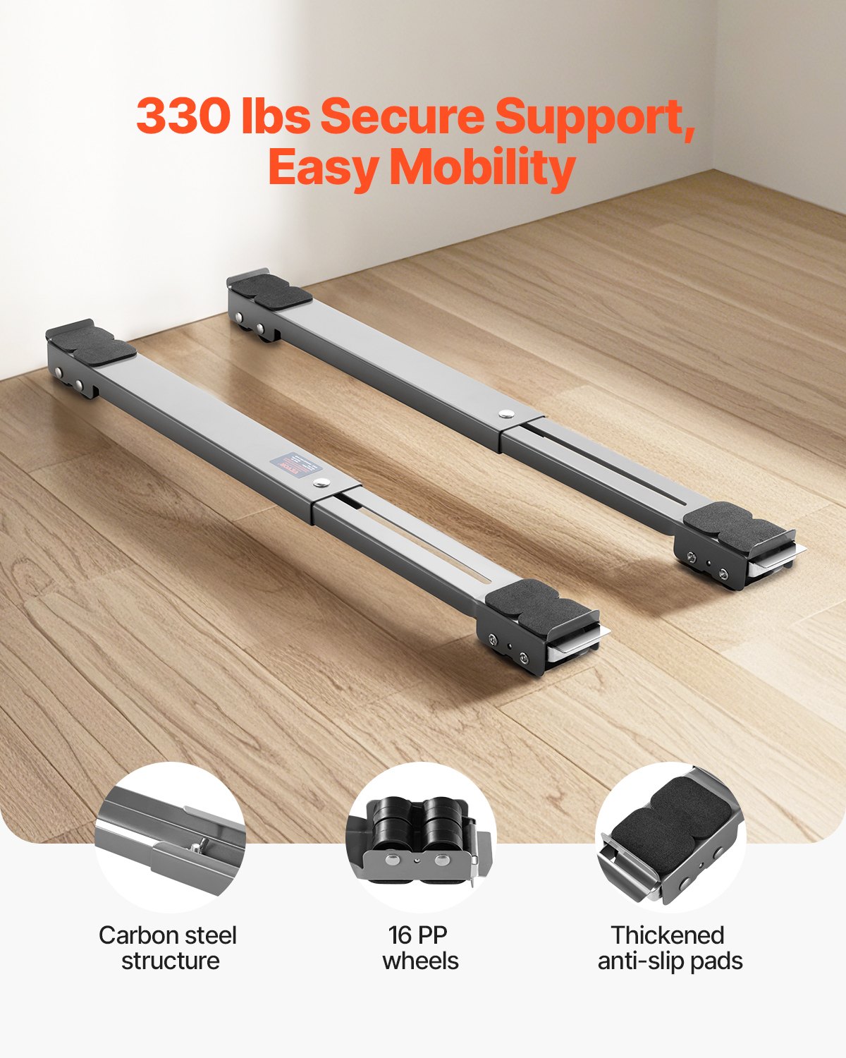 Furniture Dolly Mobile Roller 330 Lbs Load Extendable Appliance Rollers