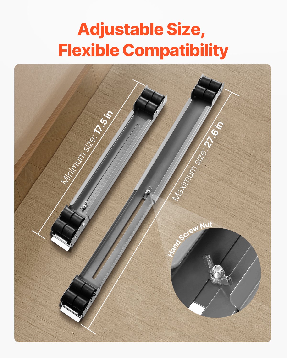 Furniture Dolly Mobile Roller 330 Lbs Load Extendable Appliance Rollers