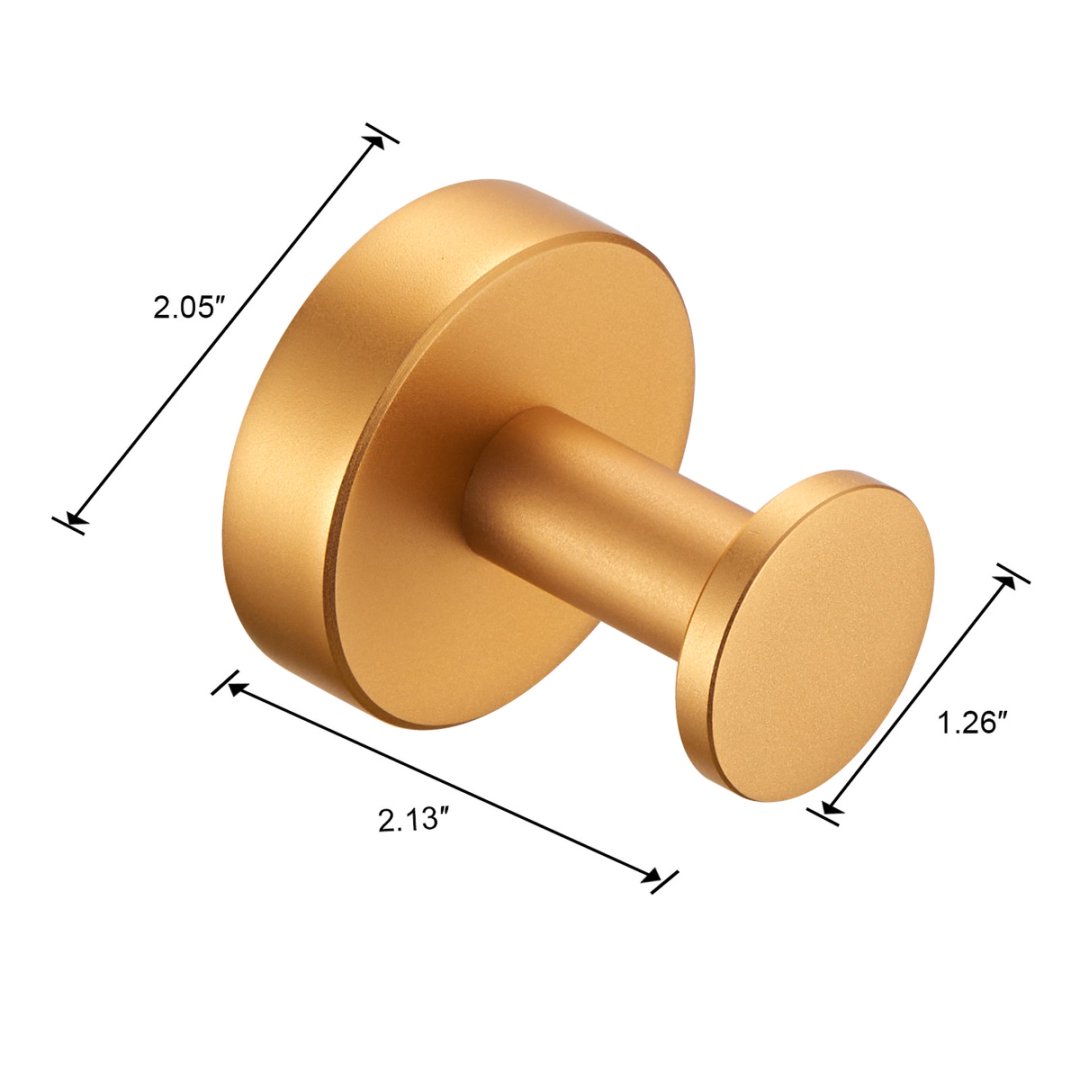 Round Base Wall Hanging Towel Hook With Screws- Brushed Gold Coat Hook, 2 Pack, For Entry Shoe Cabinet, Wardrobe Bathroom Bedroom Furniture Hardware