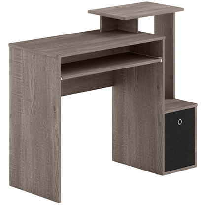 Computer Desk With Sliding Keyboard Tray Storage Drawer Shelf Home Office Workstation Grey