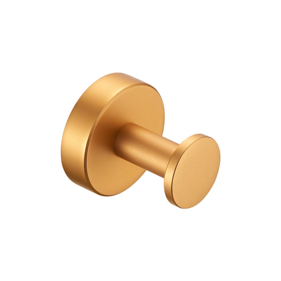 Round Base Wall Hanging Towel Hook With Screws- Brushed Gold Coat Hook, 2 Pack, For Entry Shoe Cabinet, Wardrobe Bathroom Bedroom Furniture Hardware