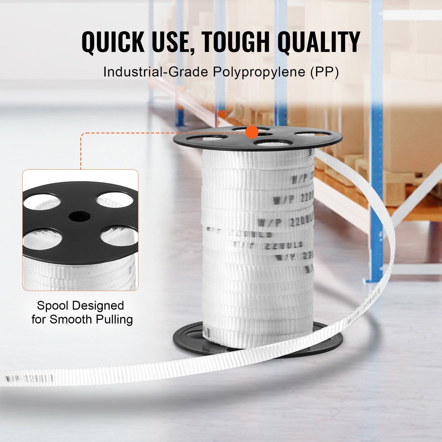 Polyester Pull Tape, 5/8" X 108' Mule Tape Flat Rope, 2200 Lbf Tensile Capacity, Printed Webbing Cable Pulling Tape For Packaging, Gardening, Commercial Electrical, Conduit Work, White