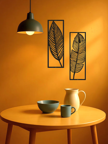 2-Pack Handmade Iron Leaf Wall Art - Rustic Nature-Inspired Home Decor