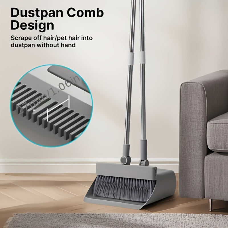 Broom And Dustpan Set 4-in-1 Multi-functional Cleaning Set Adjustable Sweeping And Water-scrubbing Broom Bathroom And Kitchen Floor Scraper Floor Brush  Garbage Shovel Thick Plastic And Handle Ho