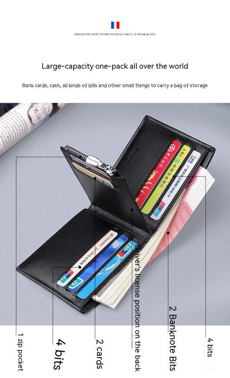 Men's Short Genuine Leather Multi-card-slot Simple Wallet