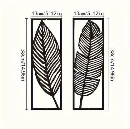 2-Pack Handmade Iron Leaf Wall Art - Rustic Nature-Inspired Home Decor