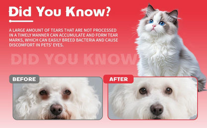 Pet Tear Stain Removal Powder - Natural And Gentle Formula, Eye And Fur Care, Tear Stain Removal And Brightening, An Essential Product For Pet Eye Cleaning.